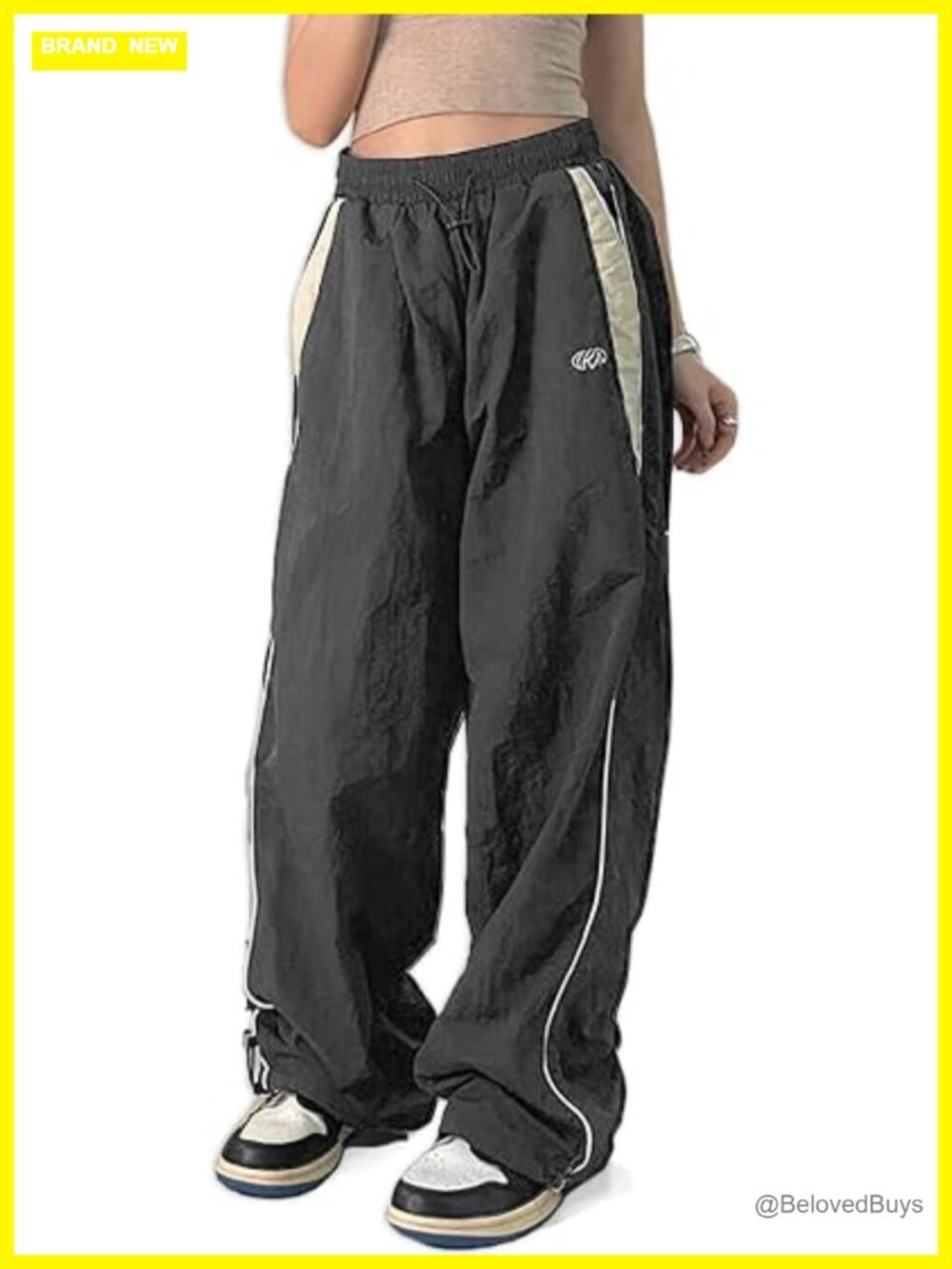 Y2K Baggy Pants Vintage Sweatpants Wide Leg Parachute Cargo Pants with Pockets